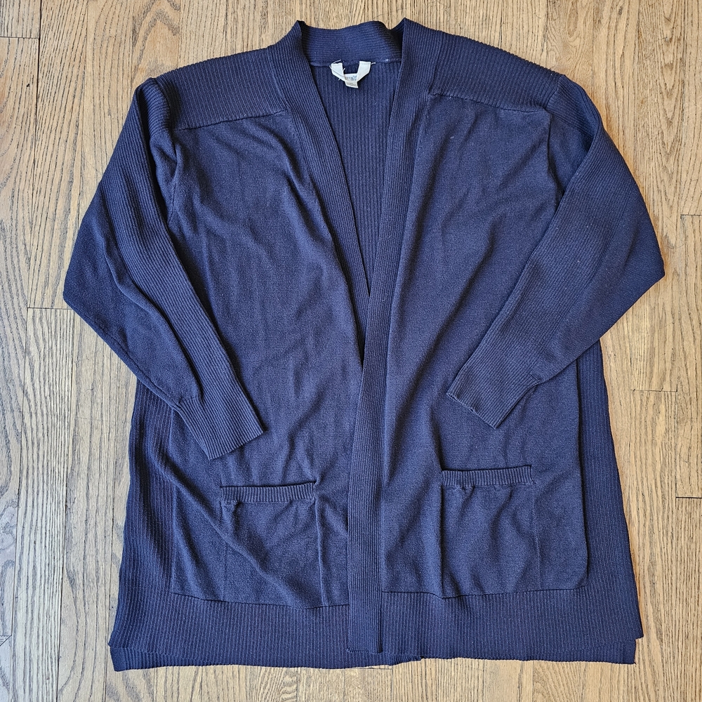 Terra & Sky Navy Open Front Cardigan Size 1X